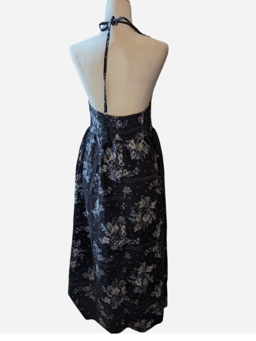 Universal Thread Navy Blue Floral Halter Maxi Dress - Picture 3 of 11